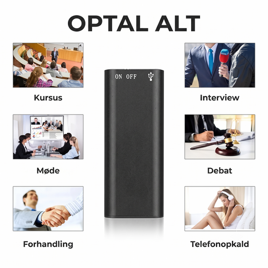 Mini stemmeoptager med lydregistrering