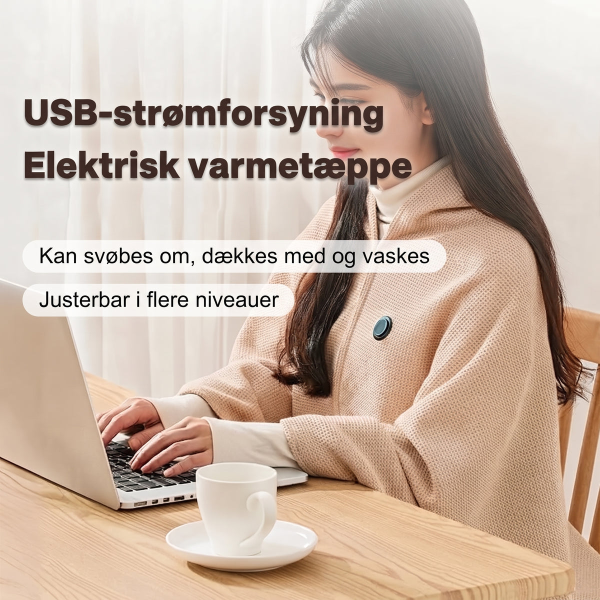 Bærbart elektrisk opvarmet halstørklæde