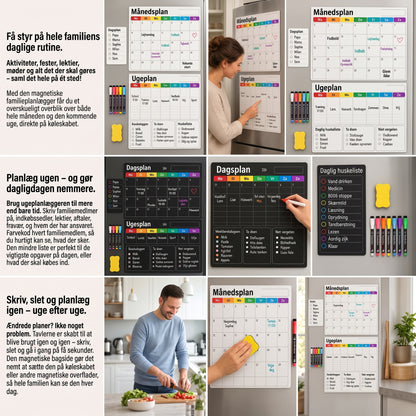Magnetisk familieplanlægger til måned uge og dag