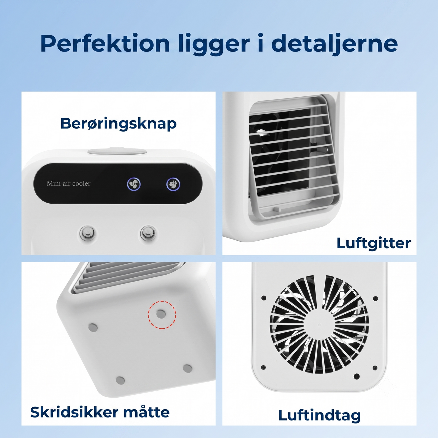 Bærbar 3-i-1 airconditioner med trådløs køling og frisk luft