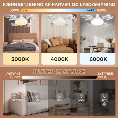 AirDrone loftsvifte med LED-belysning og fjernbetjening