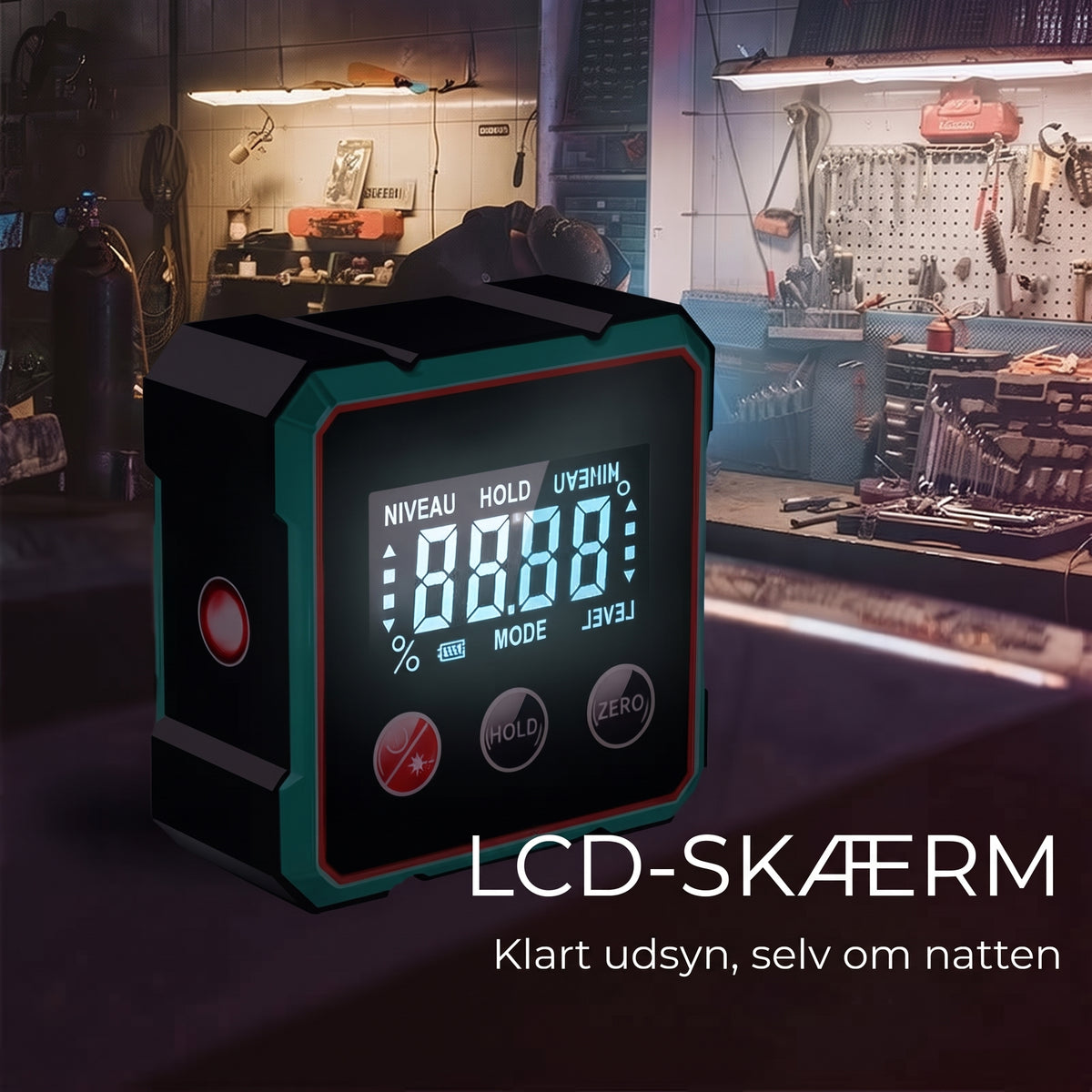Firesidet magnetisk digital vinkelmåler med laser