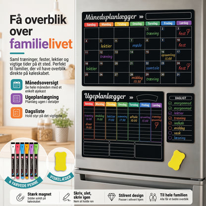 Magnetisk familieplanlægger til måned uge og dag