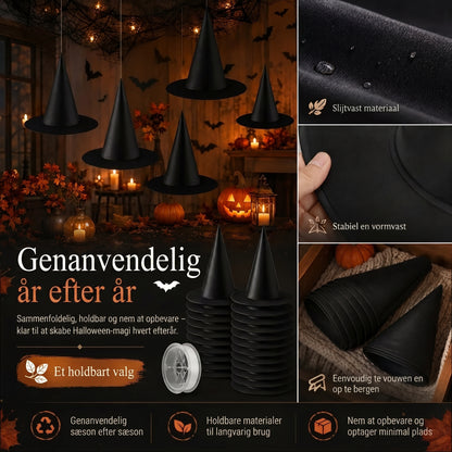 Svævende heksehatte til Halloween-dekoration