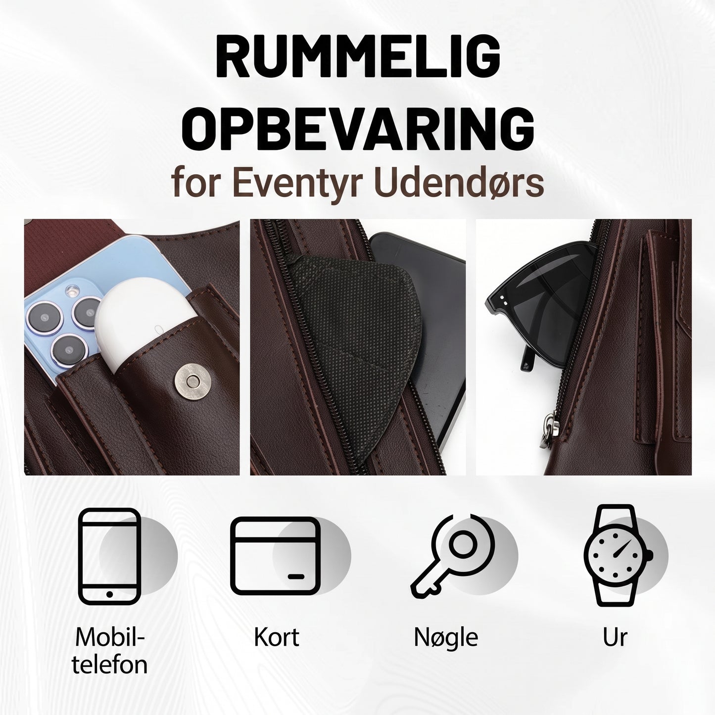 Skuldertaske til mænd med tyverisikret design