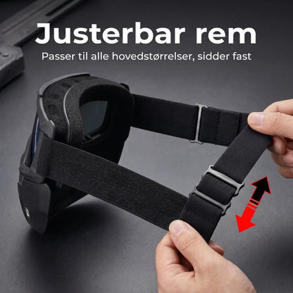 Helmaske med ridsefaste sportsbriller