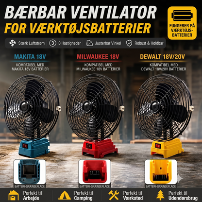 VoltAir Pro bærbar ventilator drevet af værktøjsbatteri