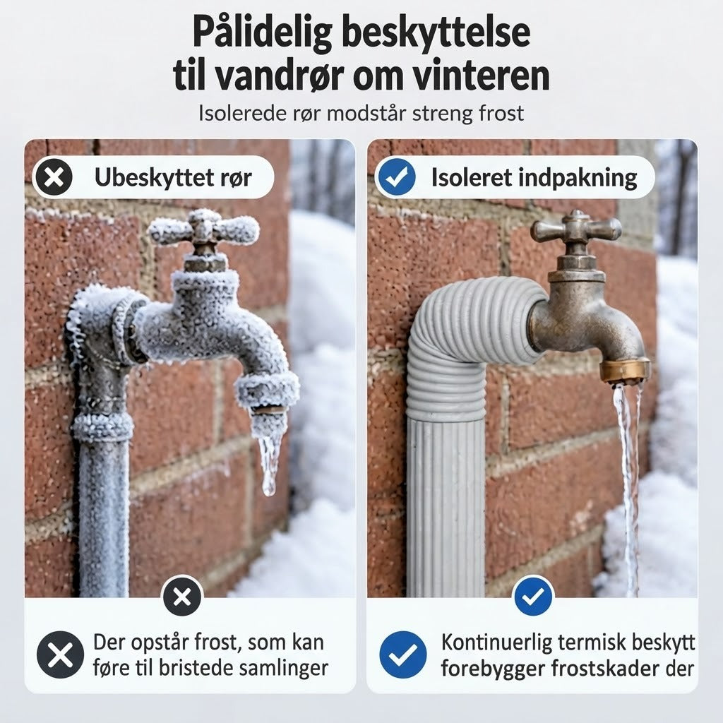 Selvklæbende rørisolering mod frost i udendørs vandrør