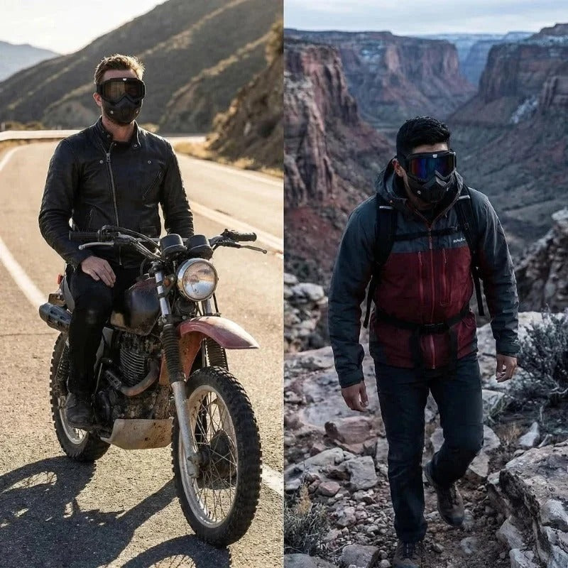 Helmaske med ridsefaste sportsbriller
