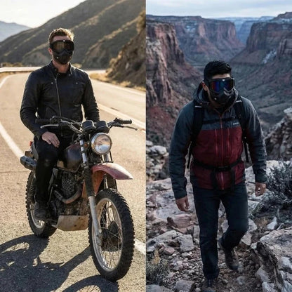 Helmaske med ridsefaste sportsbriller