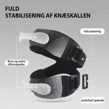 Justerbar knæskinne til støtte af knæskallen