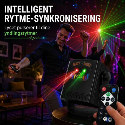 Genopladelig laserfestlampe med fjernbetjening