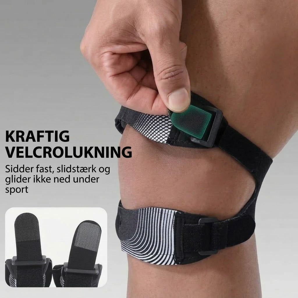 Justerbar knæskinne til støtte af knæskallen