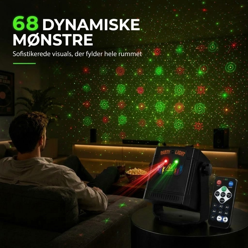 Genopladelig laserfestlampe med fjernbetjening