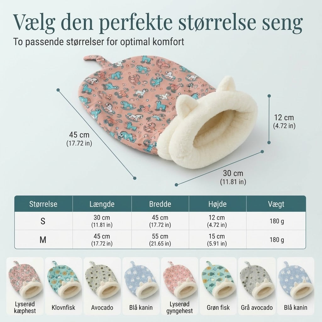 Varm halvlukket kæledyrsseng til katte og små hunde