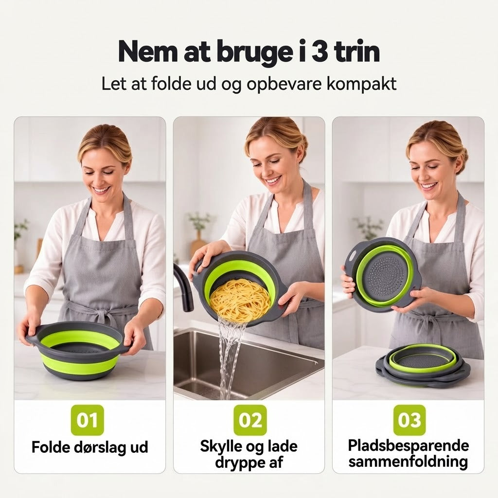 3-delt sammenklappeligt dørslagssæt med afdrypningsbakke