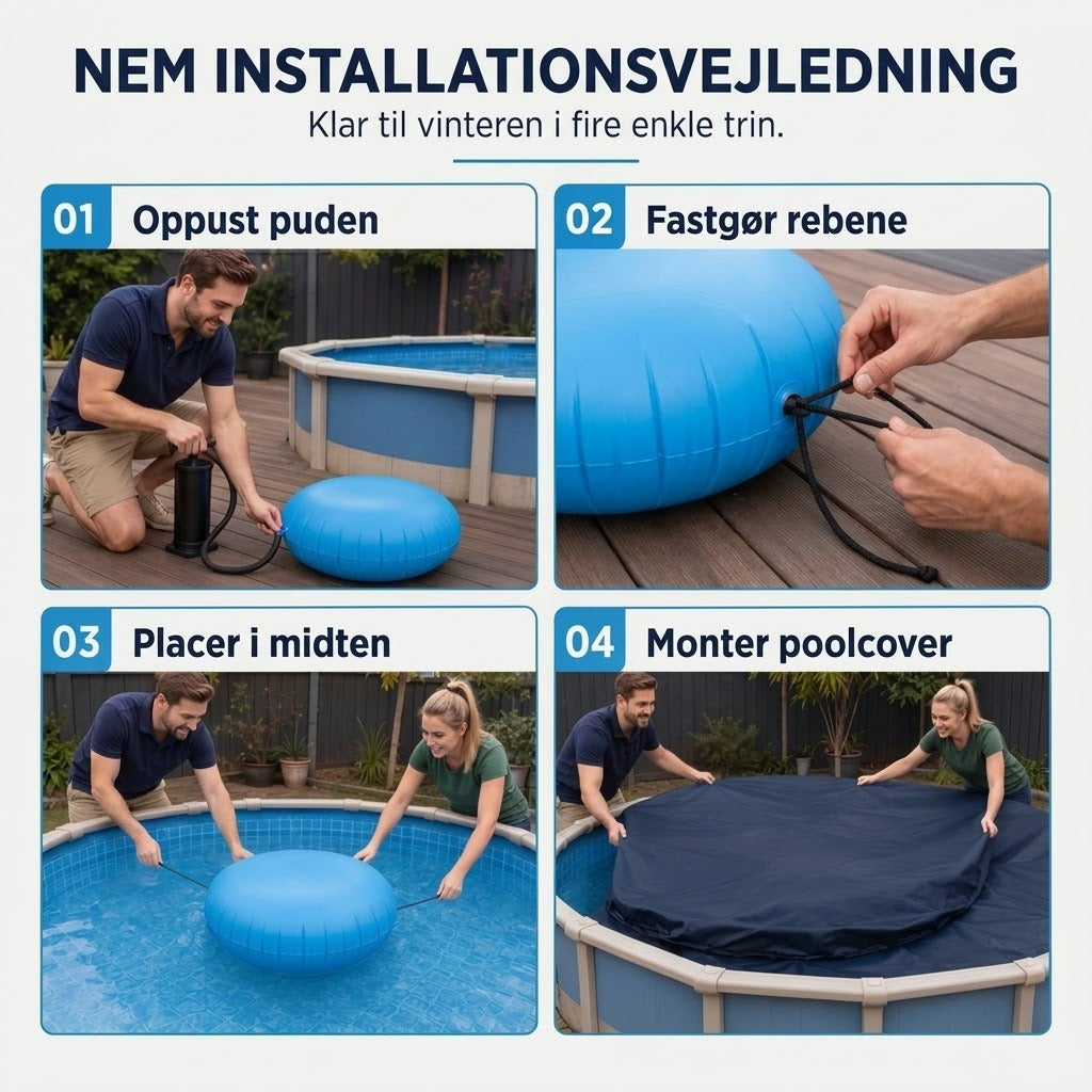 Rund oppustelig vinterpude til swimmingpools