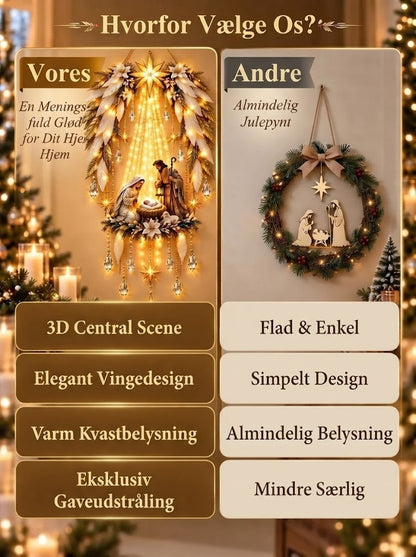 Lysende juledekoration med englevinger
