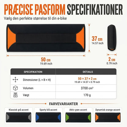 Termisk battericover til elcykel i 5 mm neopren