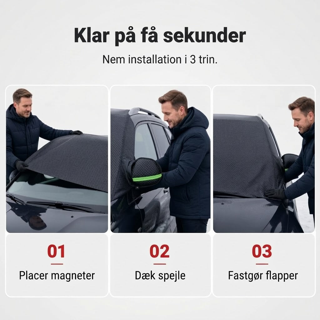 Magnetisk vandtæt forrudebeskytter mod sol og sne