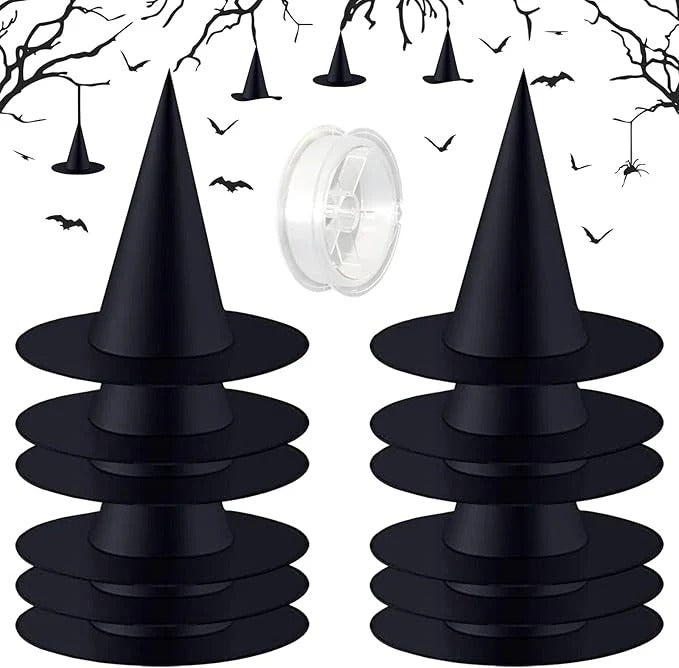 Svævende heksehatte til Halloween-dekoration