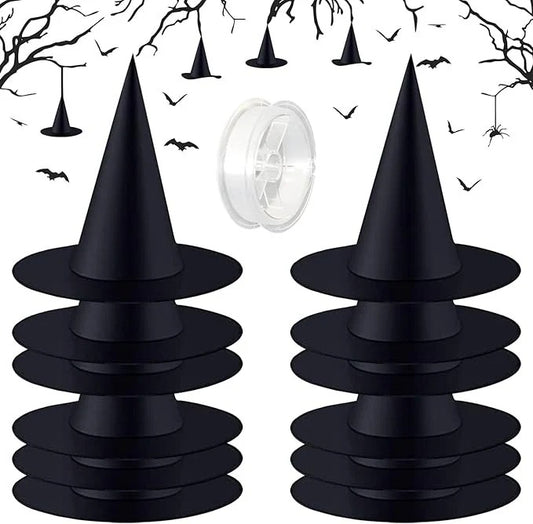 Svævende heksehatte til Halloween-dekoration