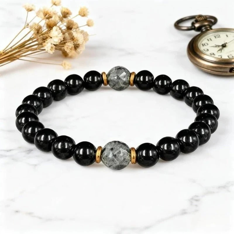 Beskyttende armbånd med obsidian og turmalin