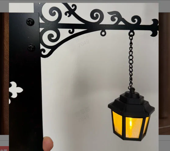 Miniature retro gadelampe bogstøtte med belysning