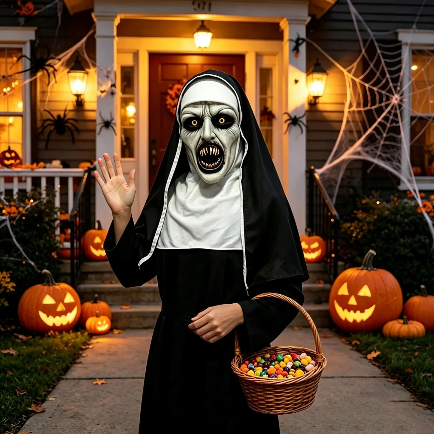 Uhyggelig nonnemaske til Halloween