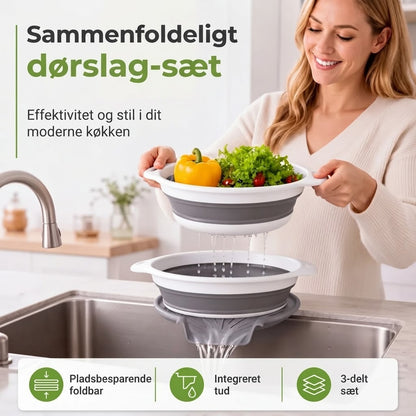 3-delt sammenklappeligt dørslagssæt med afdrypningsbakke