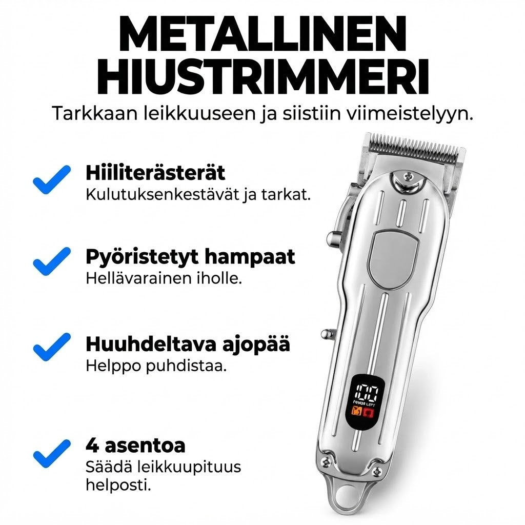 Professionel hårtrimmer med kulstofstålsklinger
