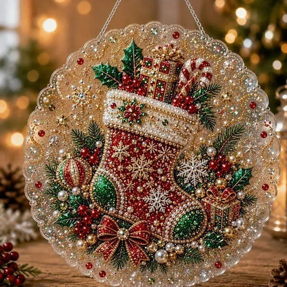 DIY-diamantkunst juleophæng med perler