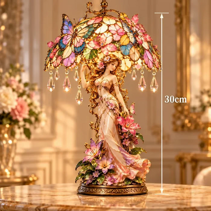 Enchanted Butterfly Garden Lady bordlampe med blomster og sommerfugle