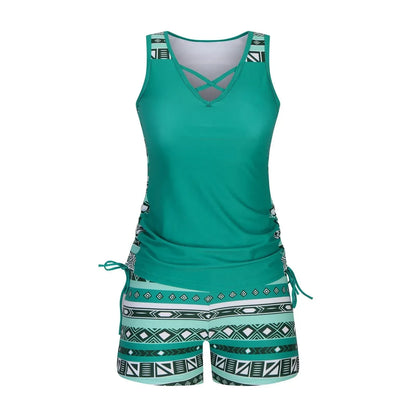 BohoBelle tankini med højtaljede badeshorts