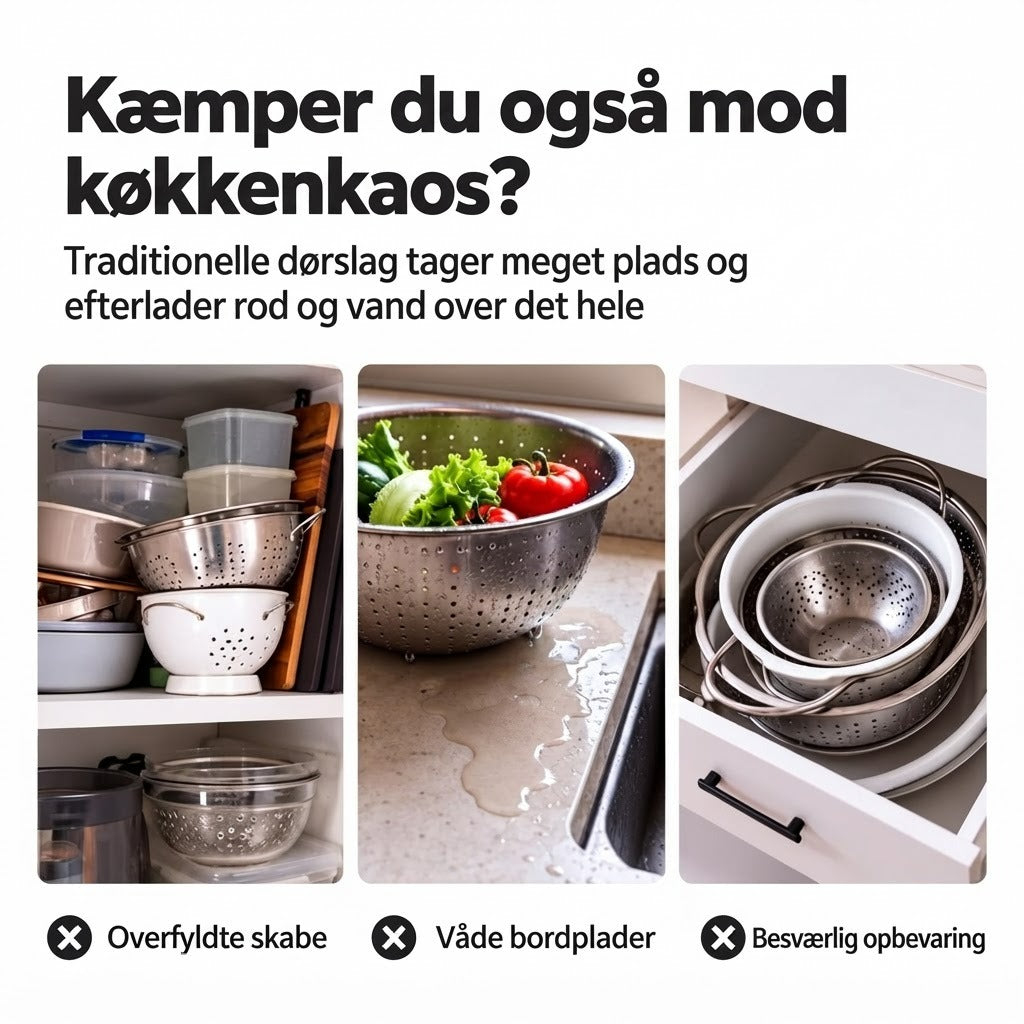 3-delt sammenklappeligt dørslagssæt med afdrypningsbakke