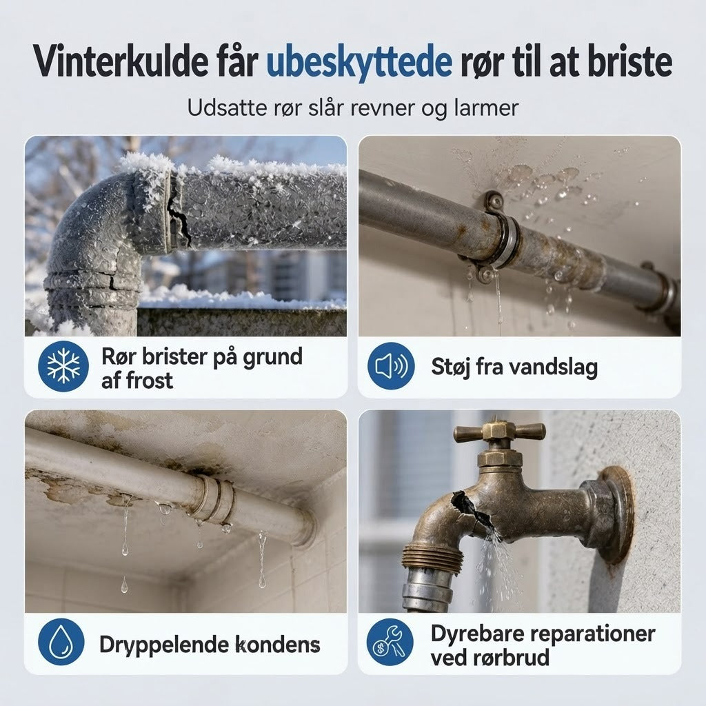 Selvklæbende rørisolering mod frost i udendørs vandrør